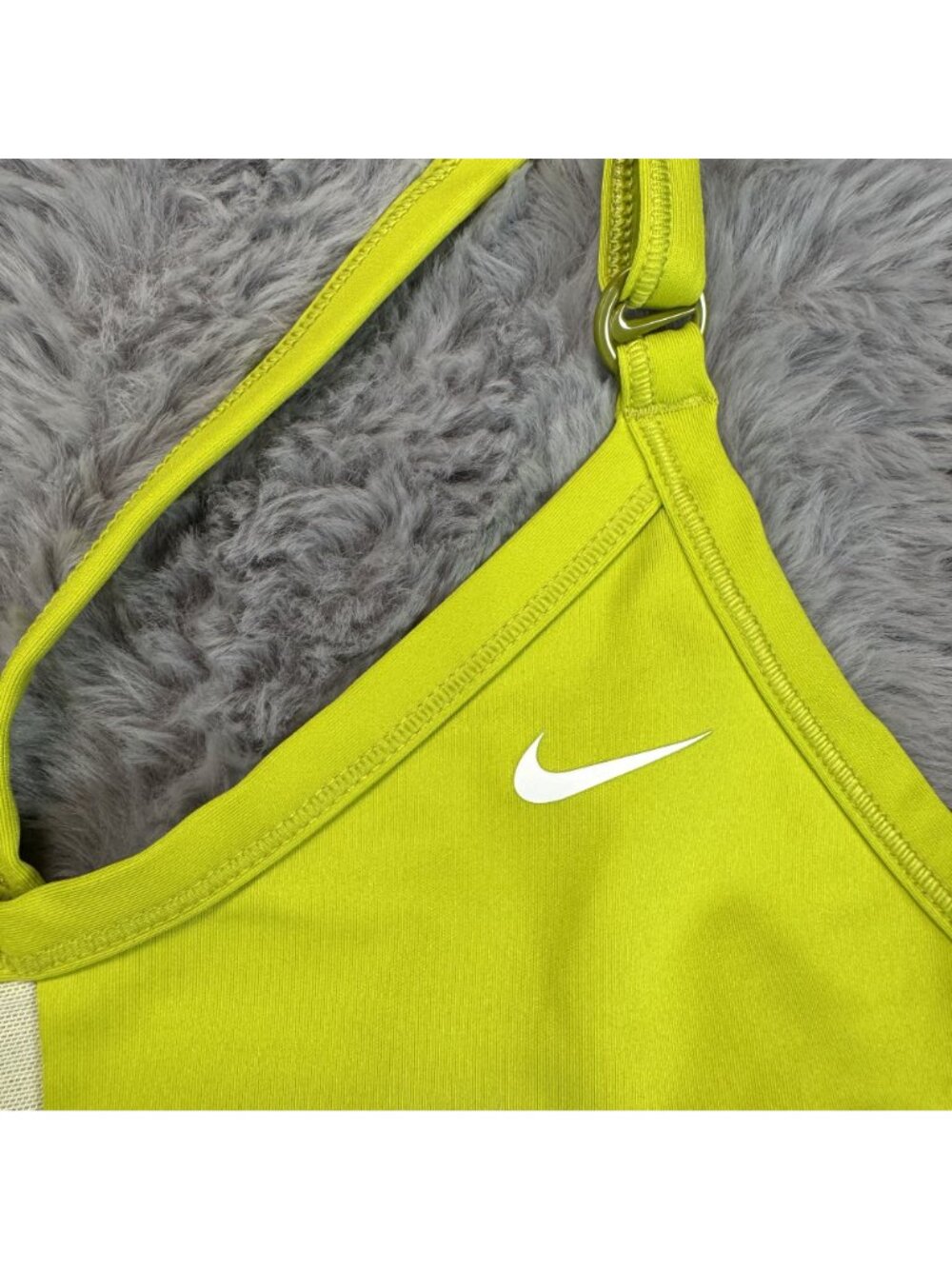 Nike Authentic Womens Size XL Dri-FIT INDY Neon Green White Top Sports Bra NEW - Picture 6 of 9